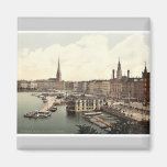 Jungfernsteig från norden, Hamburg, tyskland cla Kylskåps Magneter