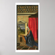 Jungfruliga Mary, från Annunciationdiptychen (olja Affischer
