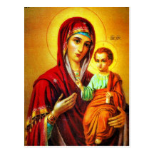 Jungfruliga Mary och Jesus Vykort