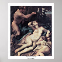 Jupiter och Antiope vid Correggio Affischer
