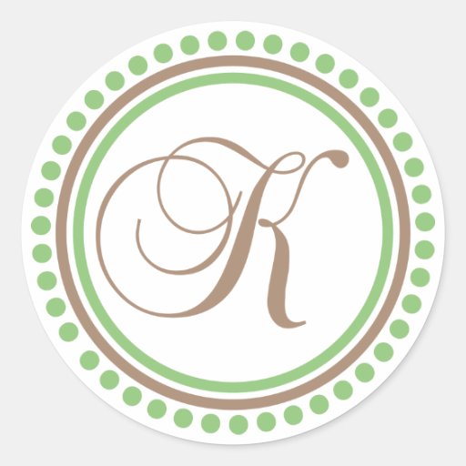 K-Monogram (den Mintgrönt/bruntet pricker cirklar) Klistermärke