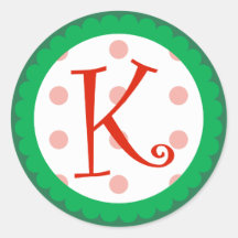 K-Monogram (nyckfull jul) Runda Klistermärken