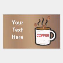 Kaffebönor och mugganpassade rektangelformat klistermärke