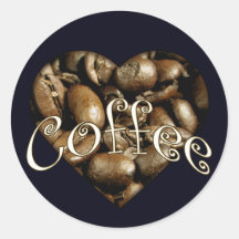 Kaffehjärta Rund Klistermärke