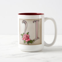 Kaffemugg med ursnygg utsmyckad initial U