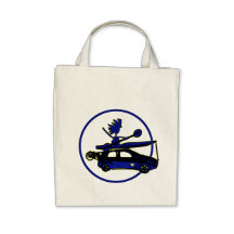 Kajak cykel, bil på blått tote bags