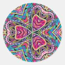Kaleidoscope Aztec inspired pattern Round Stickers