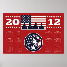 Kalender 2012 för affisch för amerikanpatriotflagg