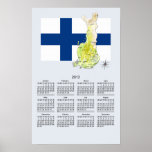 Kalender 2013 med finlandssvensk flagga och kartan posters