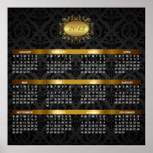 Kalender 2013 med svart damast- & guldlyx posters