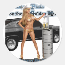 KALGOORLIE GOLD BIKINI MAID ON THE GOLDEN MILE ROUND STICKERS