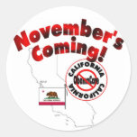 Kalifornien kommande Anti ObamaCare - November! Rund Klistermärke
