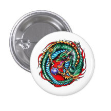 Kall drake och Orb för tecknadtatueringsymbol Knappar Med Nål
