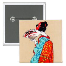Kall japansk fläkt för kimono för klassikergeishad knappar med nål