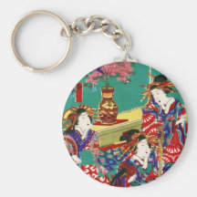 Kall japansk konst för dam för vintageukiyo-egeish nyckel ring
