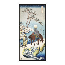 Kall japansk plats för vinter för vintageukiyo-ean kanvasduk med gallerikvalitet 