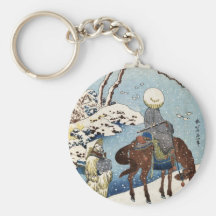 Kall japansk plats för vinter för vintageukiyo-ean nyckelring