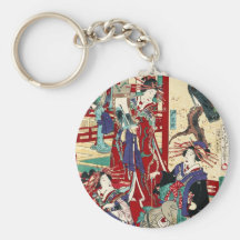 Kall japansk rulla för geisha för vintageukiyo-etr nyckelringar