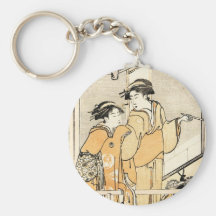 Kall japansk rulla för geishas för vintageukiyo-e  nyckel ring
