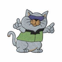 Kall katt broderad hoodie