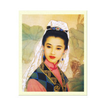 Kall kinesisk ung härlig princess Guo Jing Kanvastryck