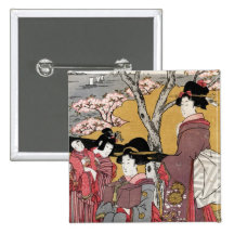 Kall orientalisk japansk konst för klassikergeisha knapp med nål