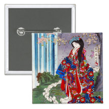 Kall orientalisk japansk konst för klassikergeisha knapp