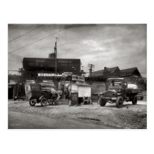 Kall vintagebensinstationvykort