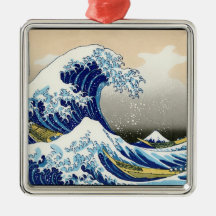 Kalla orientaliska japanska Hokusai Fuji View land Julgransdekoration