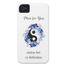 Kalla Yin Yang för tecknadtatueringsymbol delfiner iPhone 4 Case-Mate Skydd