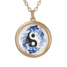 Kalla Yin Yang för tecknadtatueringsymbol delfiner Hängsmycken