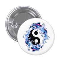 Kalla Yin Yang för tecknadtatueringsymbol delfiner Knappar