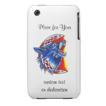 Kallt tecknadtatueringsymbol som tjuter vild woolf iPhone 3 cases