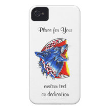 Kallt tecknadtatueringsymbol som tjuter vild woolf iPhone 4 cover