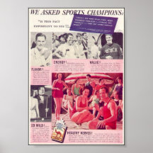 Kamelcigarett. Vi frågade sportmästare. 1935 Posters