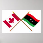 Kanada och Libyen korsad flaggor Affisch