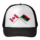 Kanada och Libyen korsad flaggor Mesh Kepsar