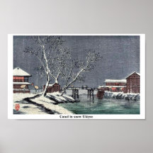 Kanal i snö Ukiyoe Affisch