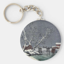 Kanal i snö Ukiyoe Nyckelringar
