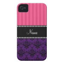 Kända purpurfärgade damastast rosarandar för perso Case-Mate iPhone 4 case