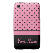 Kända shock rosa för polka dots för rörsockasvart iPhone 3 skydd