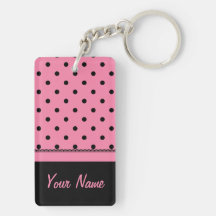 Kända shock rosa för polka dots för rörsockasvart keychains
