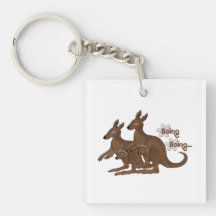 Kangaroo Family Baby in Pouch Boing Trip Keychains