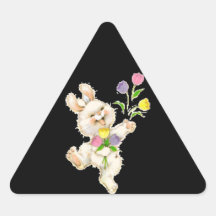 Kanin med blommatecknaden triangle sticker