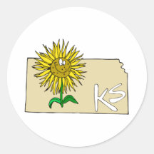 Kansas solros rund klistermärke