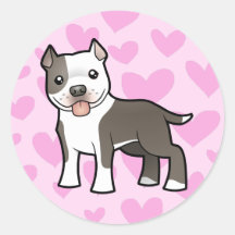 Kärlek för Pitbull/amerikanStaffordshire Terrier Rund Klistermärke