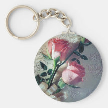 Kärlek för rosa rossnörebröllop nyckel ring