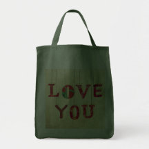 KÄRLEK som DU som är grön, hänger lös Tote Bags