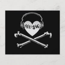 Kärlekmusikhörlurar skalle och Crossbones Flygblad Designs