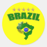 Karta av Brasilien för Brasilien fotbollboll den b Runda Klistermärken
